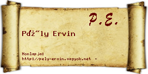 Pély Ervin névjegykártya